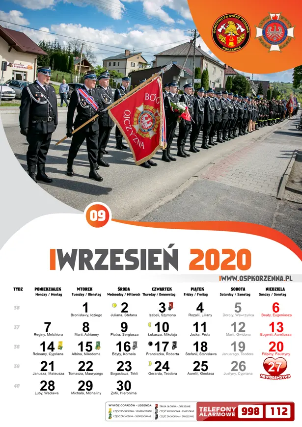 Kalendarz OSP Korzenna 2020 — Wrzesień