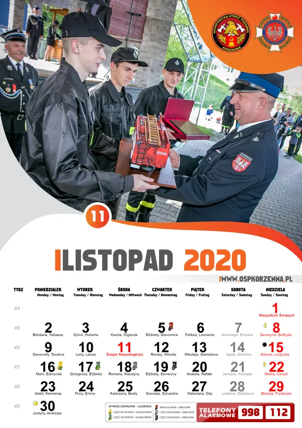 Kalendarz OSP Korzenna 2020 — Listopad