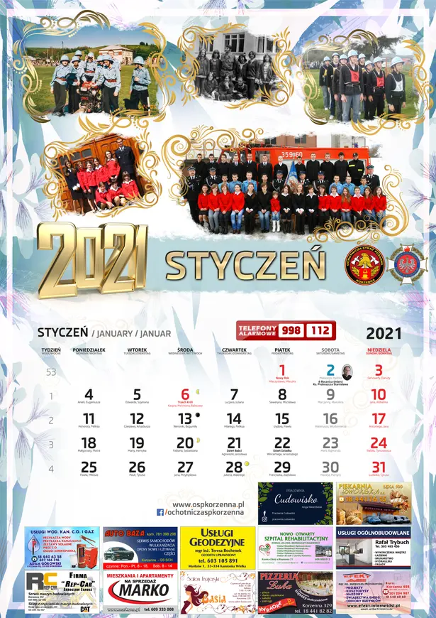 Kalendarz OSP Korzenna 2021 — Styczeń