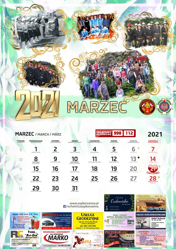 Kalendarz OSP Korzenna 2021 — Marzec
