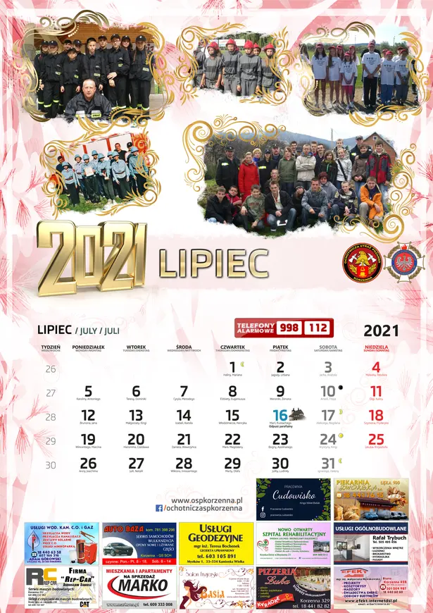 Kalendarz OSP Korzenna 2021 — Lipiec
