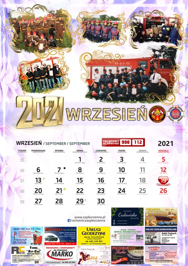 Kalendarz OSP Korzenna 2021 — Wrzesień