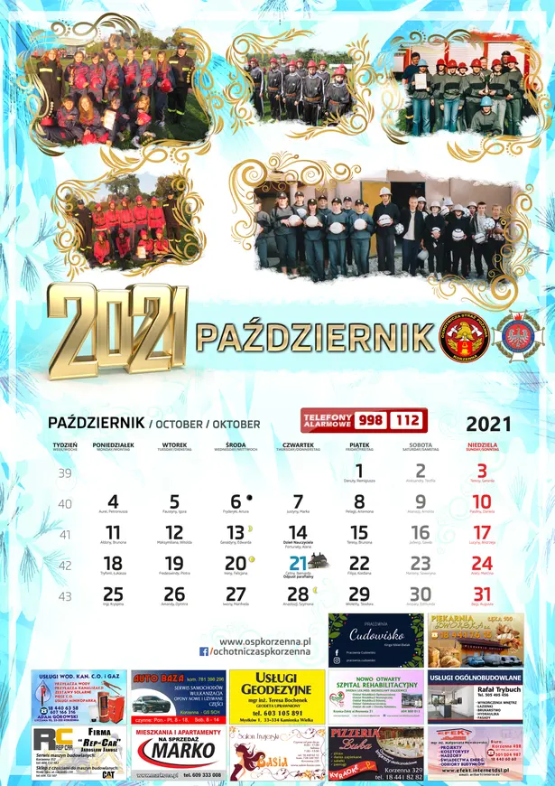 Kalendarz OSP Korzenna 2021 — Październik