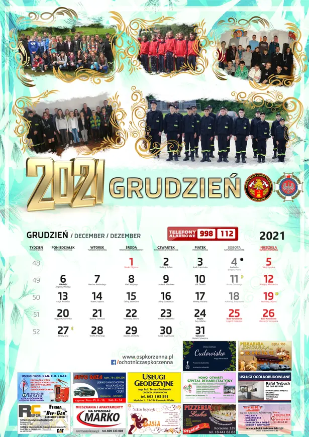 Kalendarz OSP Korzenna 2021 — Grudzień