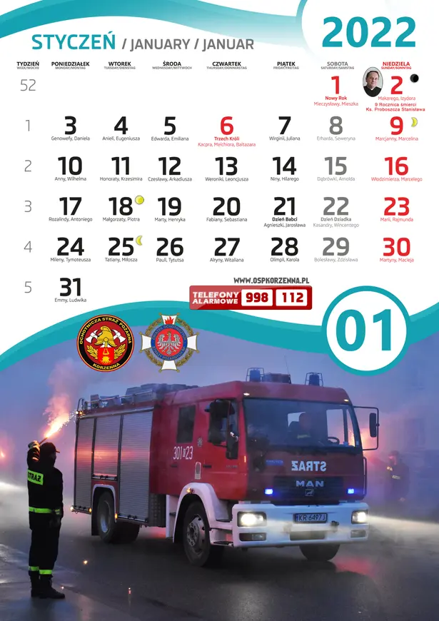 Kalendarz OSP Korzenna 2022 — Styczeń