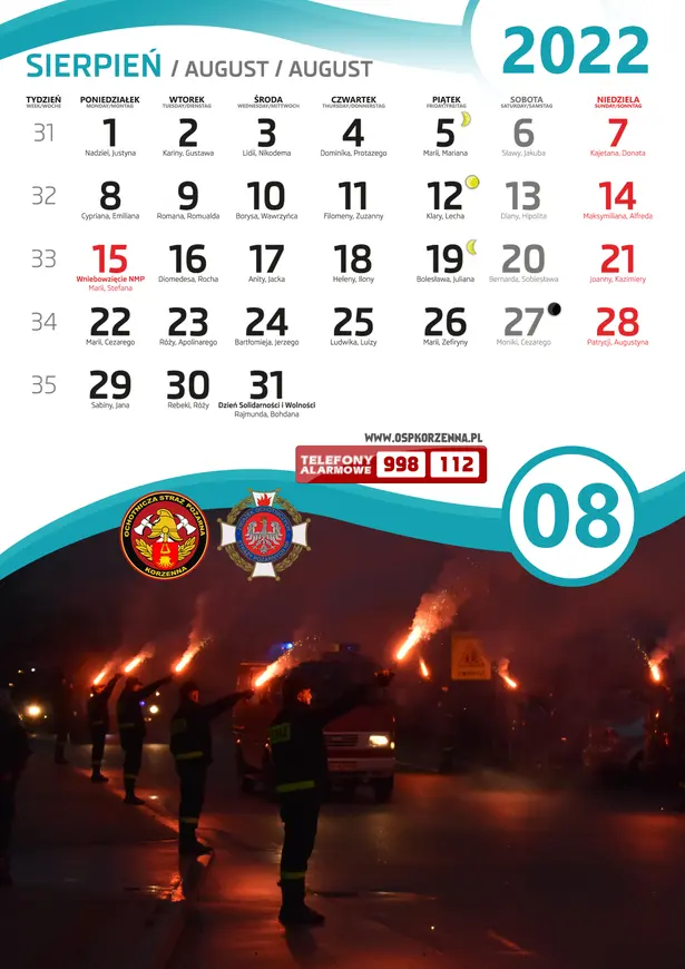 Kalendarz OSP Korzenna 2022 — Sierpień