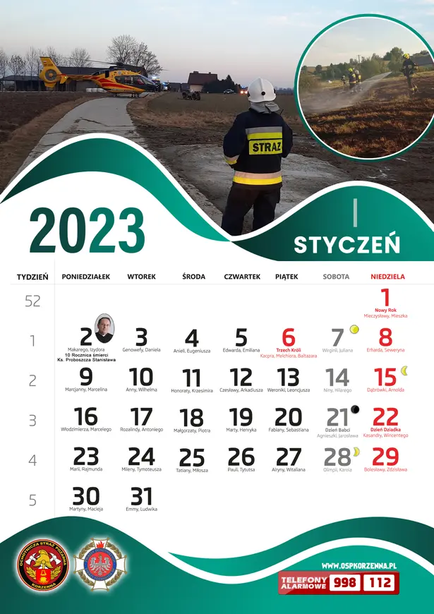 Kalendarz OSP Korzenna 2023 — Styczeń
