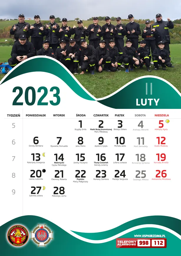 Kalendarz OSP Korzenna 2023 — Luty