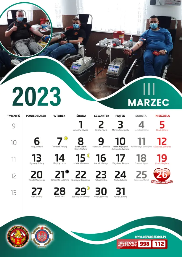 Kalendarz OSP Korzenna 2023 — Marzec