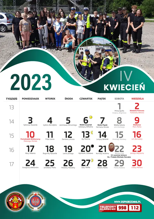 Kalendarz OSP Korzenna 2023 — Kwiecień