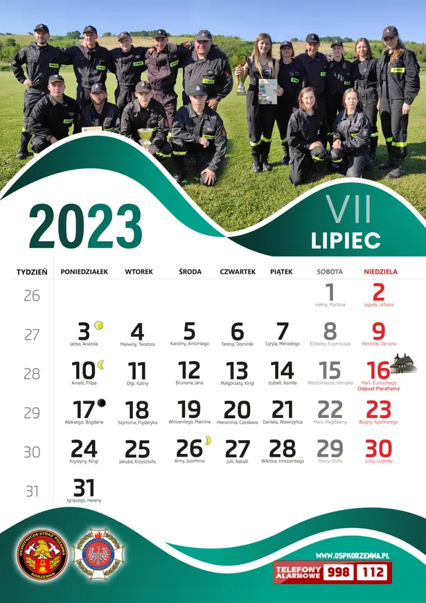 Kalendarz OSP Korzenna 2023 — Lipiec