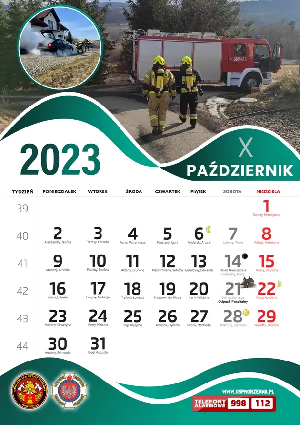Kalendarz OSP Korzenna 2023 — Październik