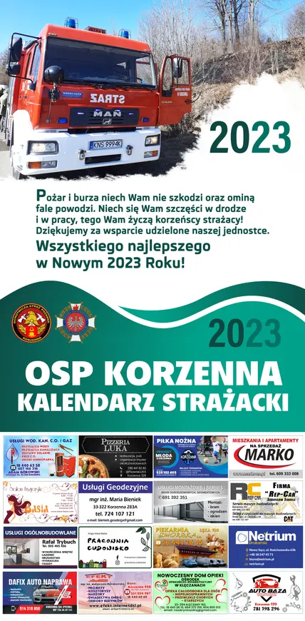 Kalendarz OSP Korzenna 2023 — Okładka