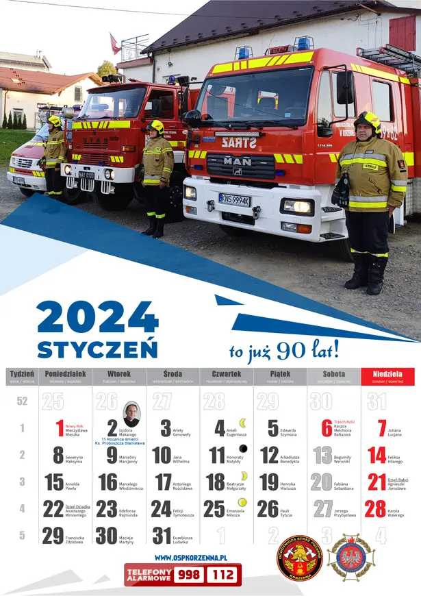 Kalendarz OSP Korzenna 2024 — Styczeń