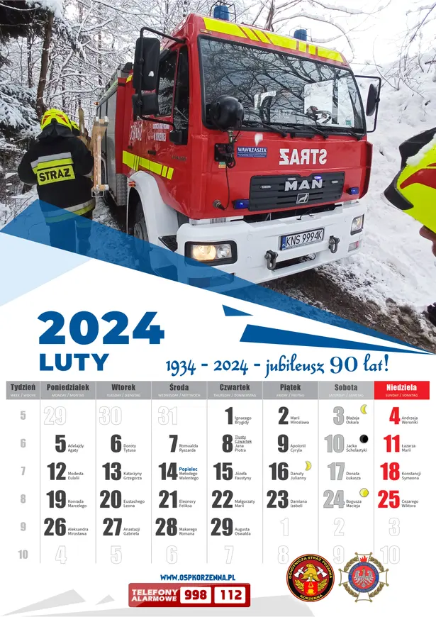 Kalendarz OSP Korzenna 2024 — Luty