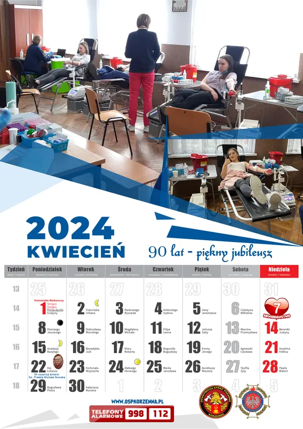 Kalendarz OSP Korzenna 2024 — Kwiecień