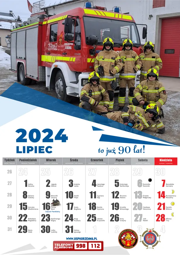 Kalendarz OSP Korzenna 2024 — Lipiec