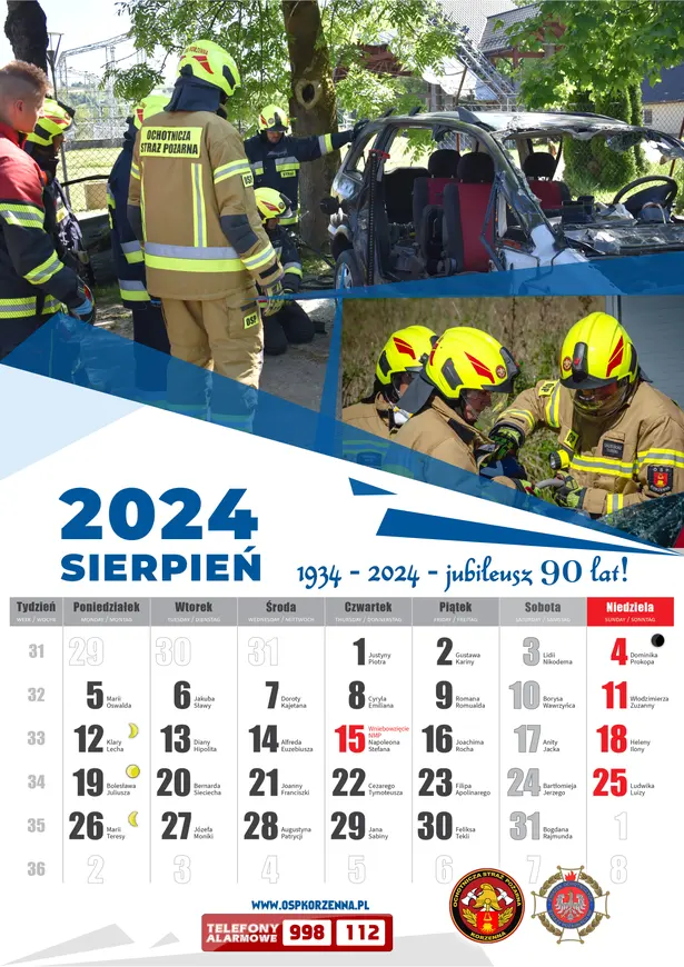 Kalendarz OSP Korzenna 2024 — Sierpień