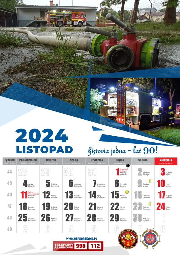 Kalendarz OSP Korzenna 2024 — Listopad