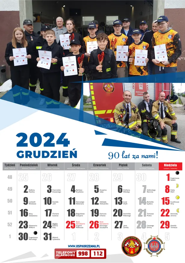 Kalendarz OSP Korzenna 2024 — Grudzień