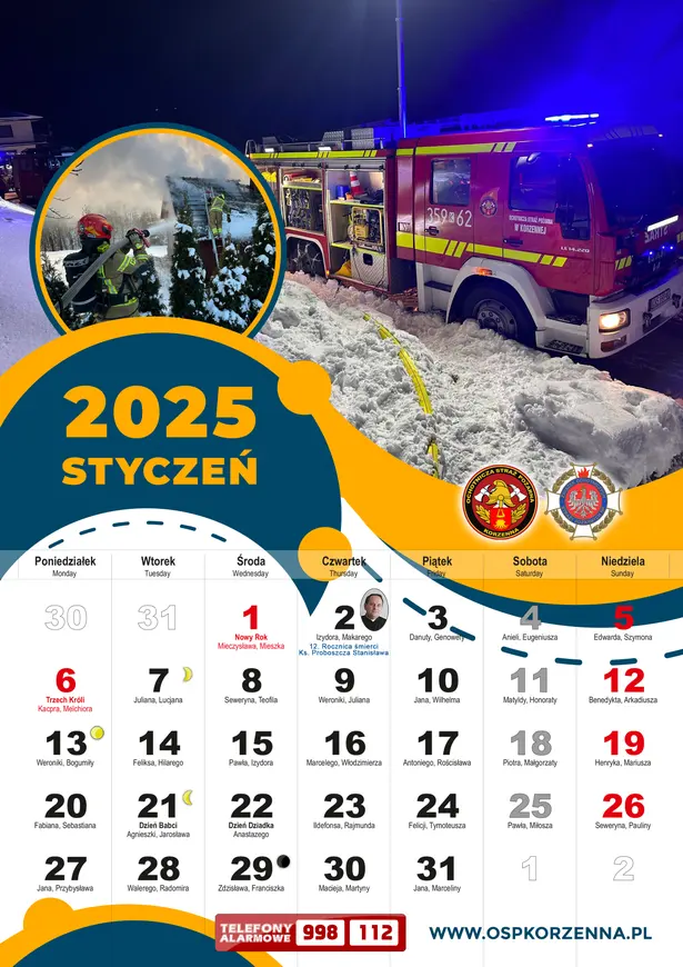 Kalendarz OSP Korzenna 2025 — Styczeń