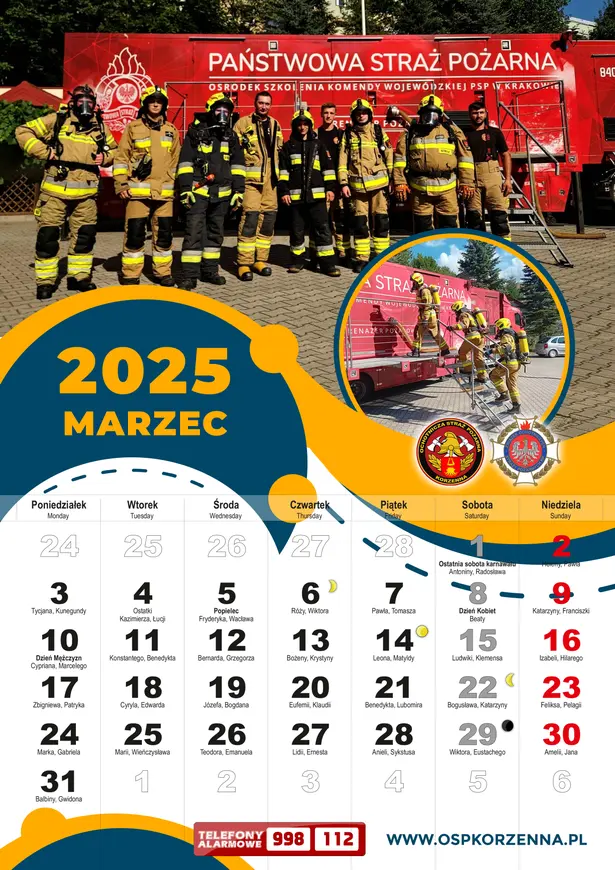Kalendarz OSP Korzenna 2025 — Marzec