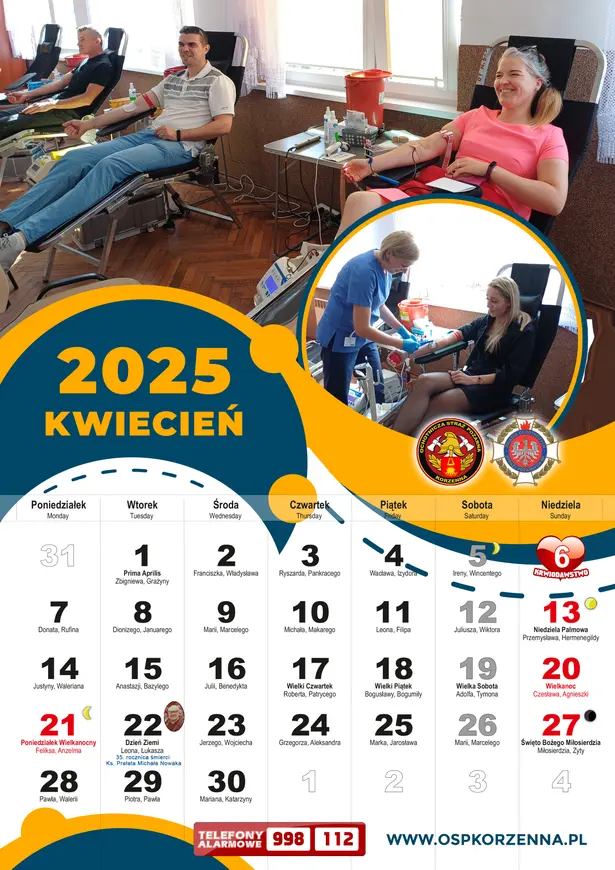 Kalendarz OSP Korzenna 2025 — Kwiecień
