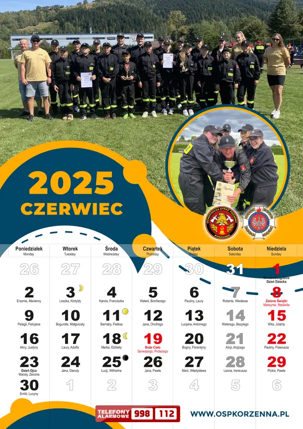 Kalendarz OSP Korzenna 2025 — Czerwiec