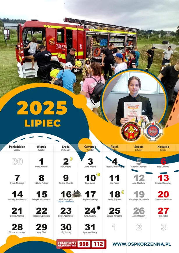 Kalendarz OSP Korzenna 2025 — Lipiec