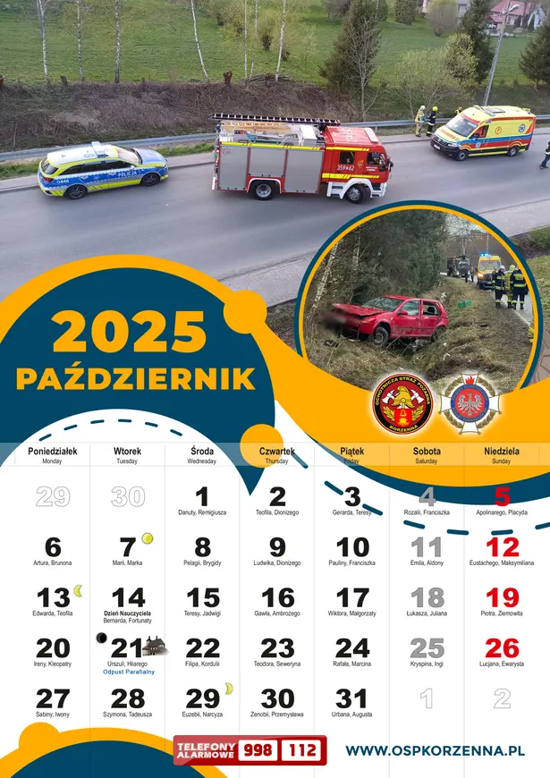 Kalendarz OSP Korzenna 2025 — Październik