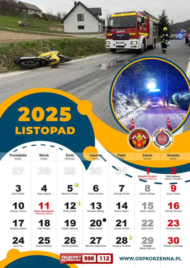 Kalendarz OSP Korzenna 2025 — Listopad