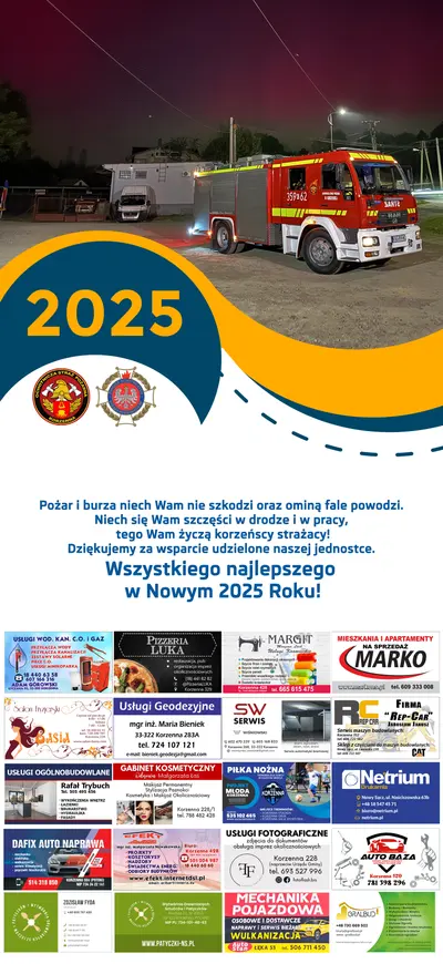 Kalendarz OSP Korzenna 2025 — Tył kalendarza